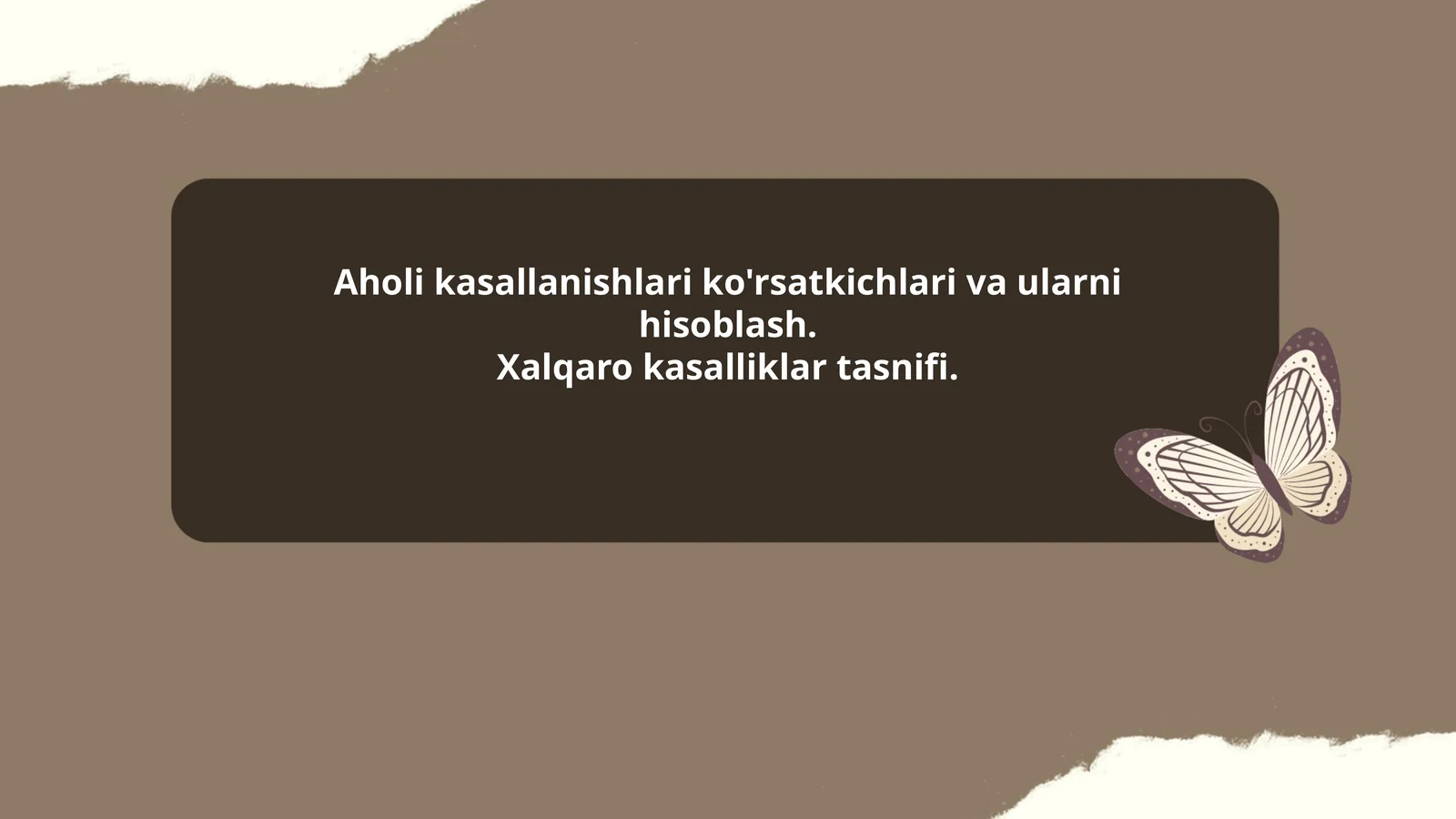 Aholi kasallanishlari ko'rsatkichlari va ularni hisoblash. Xalqaro kasalliklar tasnifi