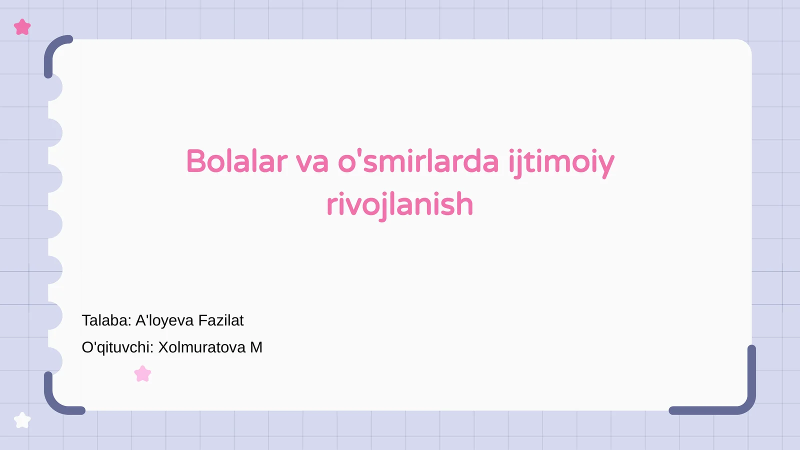Bolalar va o'smirlarda ijtimoiy rivojlanish
