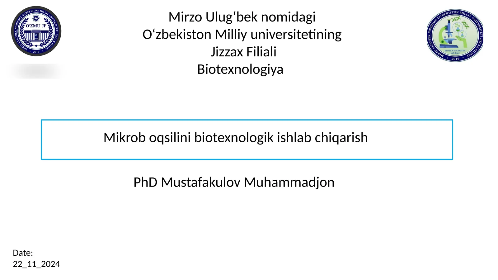 Mikrob oqsilini biotexnologik ishlab chiqarish