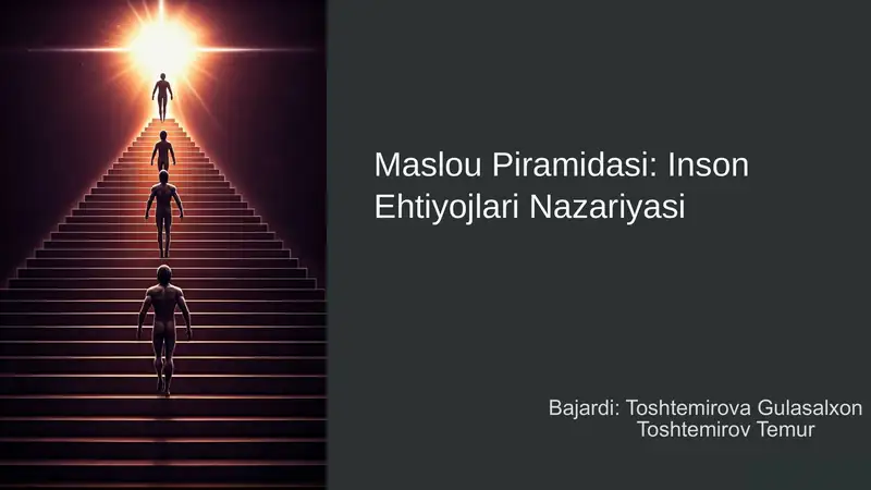 Maslou Piramidasi: Inson Ehtiyojlari Nazariyasi