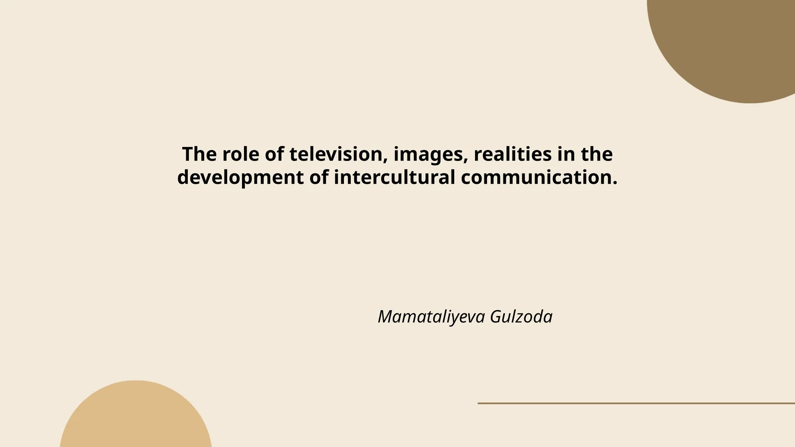 The role of television, images, realities in the development of intercultural communication