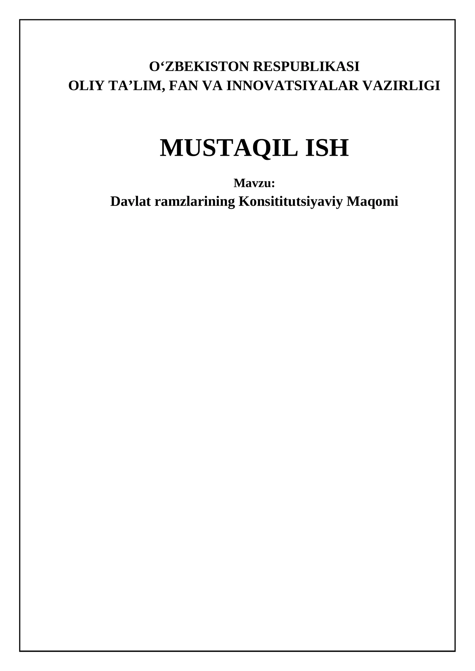 Davlat ramzlarining Konsititutsiyaviy Maqomi