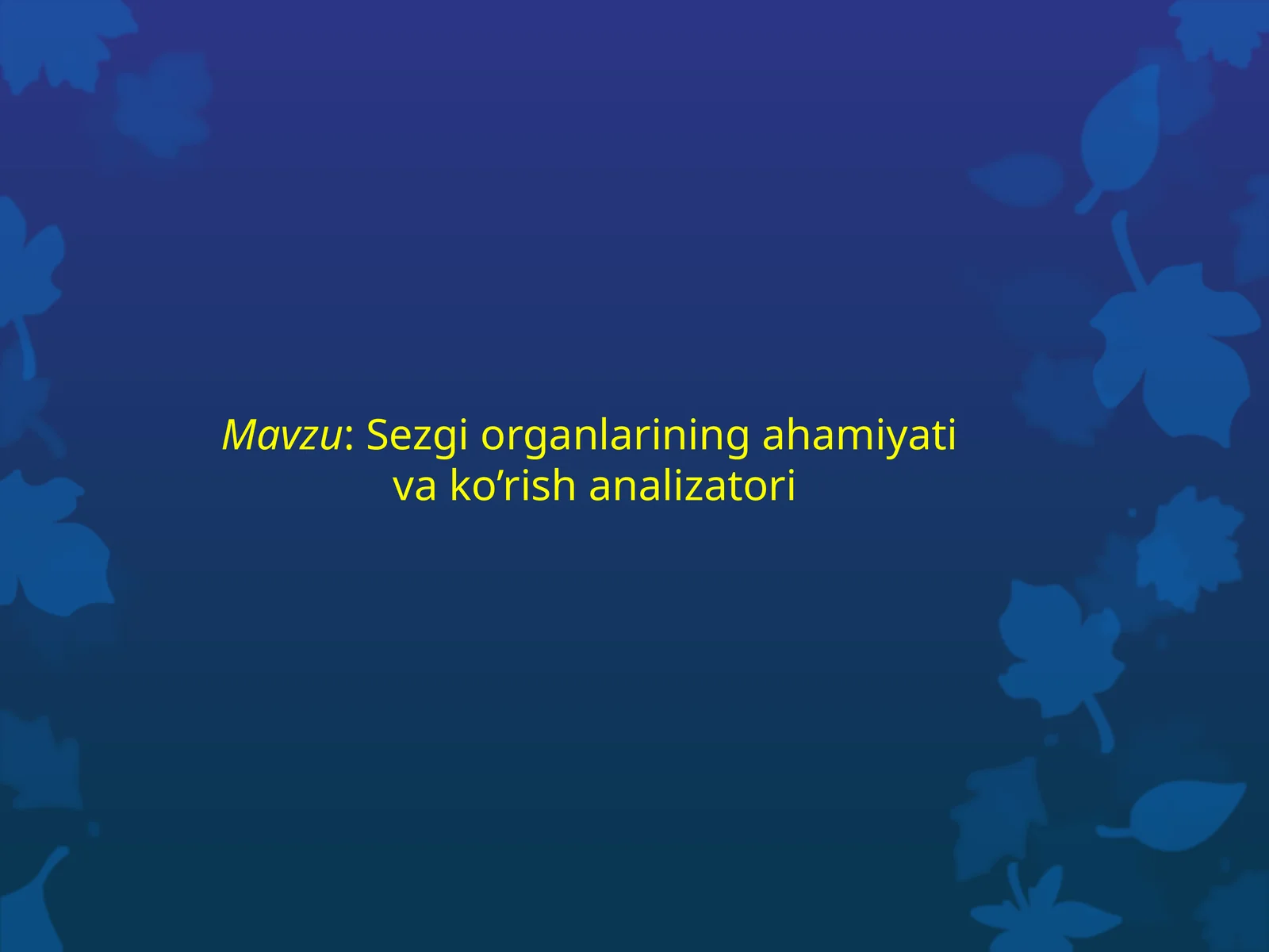 Sezgi organlarining ahamiyati va ko'rish analizatori