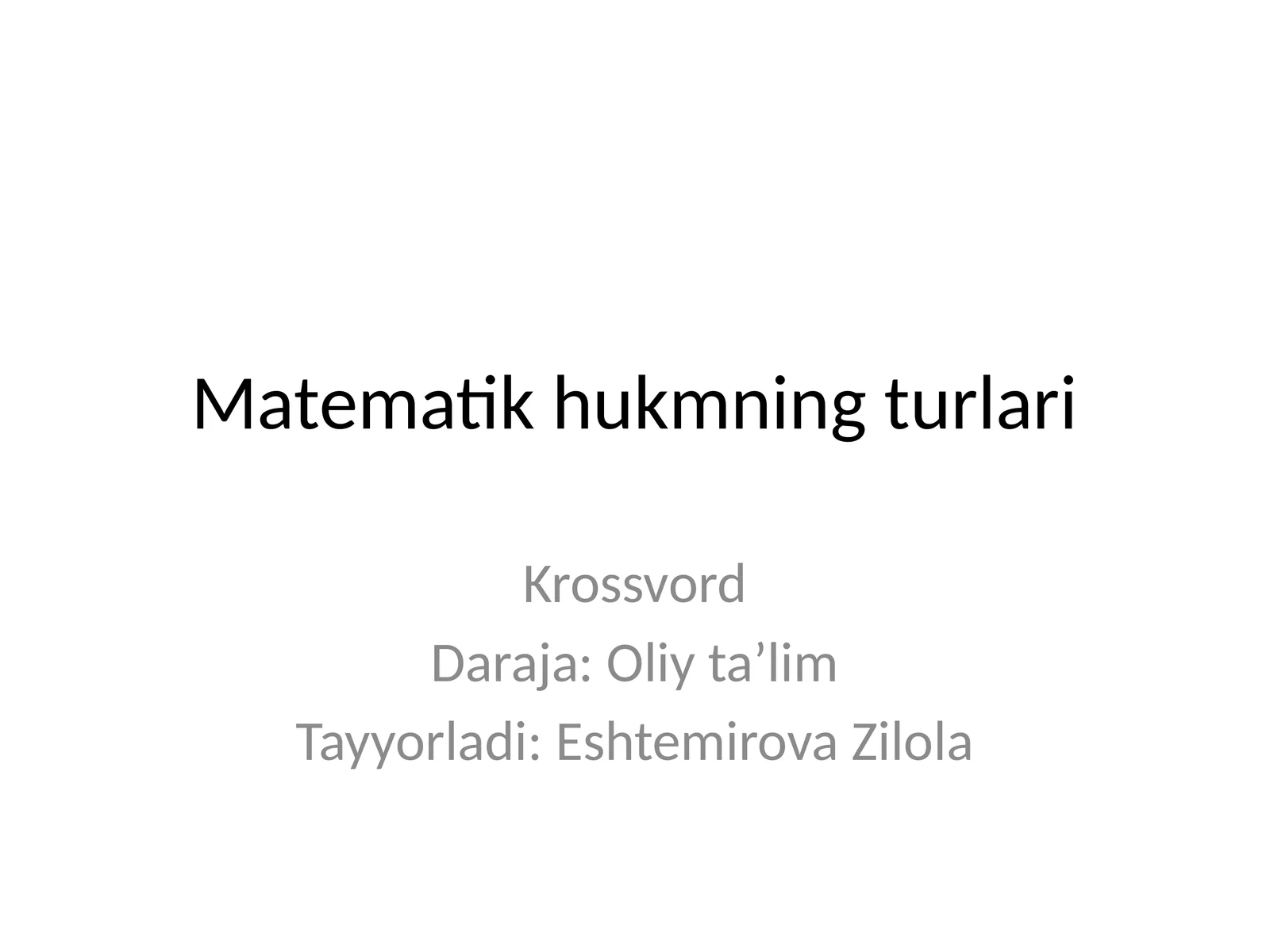 Matematik hukmning turlari