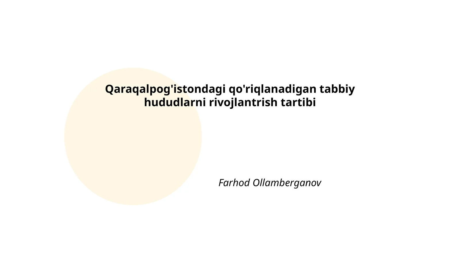 Qaraqalpog'istondagi qo'riqlanadigan tabbiy hududlarni rivojlantrish tartibi