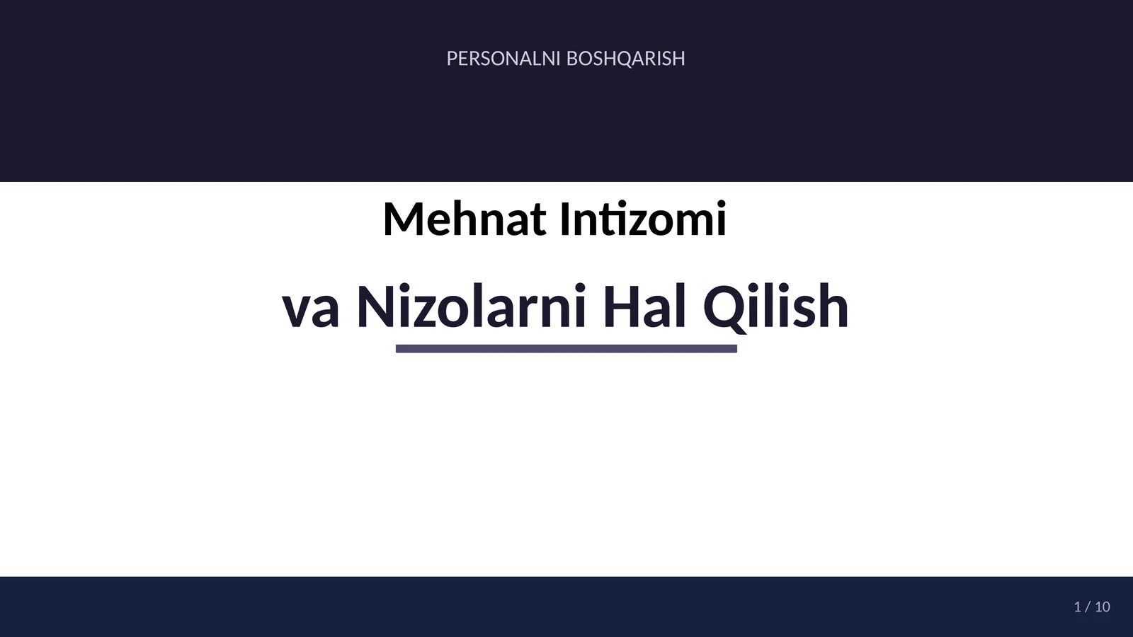 Mehnat Intizomi va Nizolarni Hal Qilish