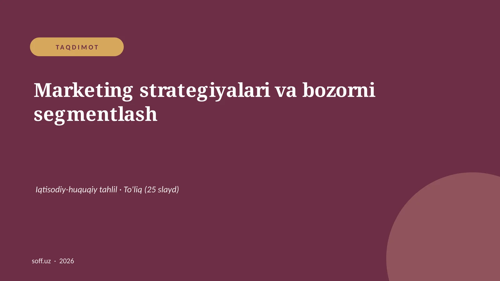 Marketing strategiyalari va bozorni segmentlash