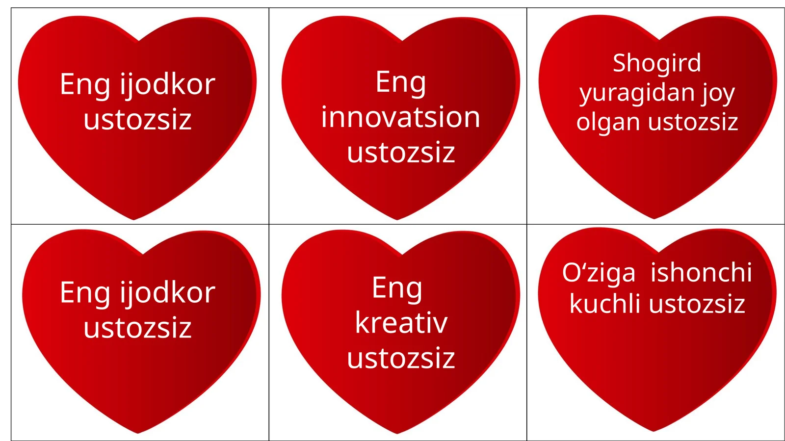 Eng ijodkor ustozsiz