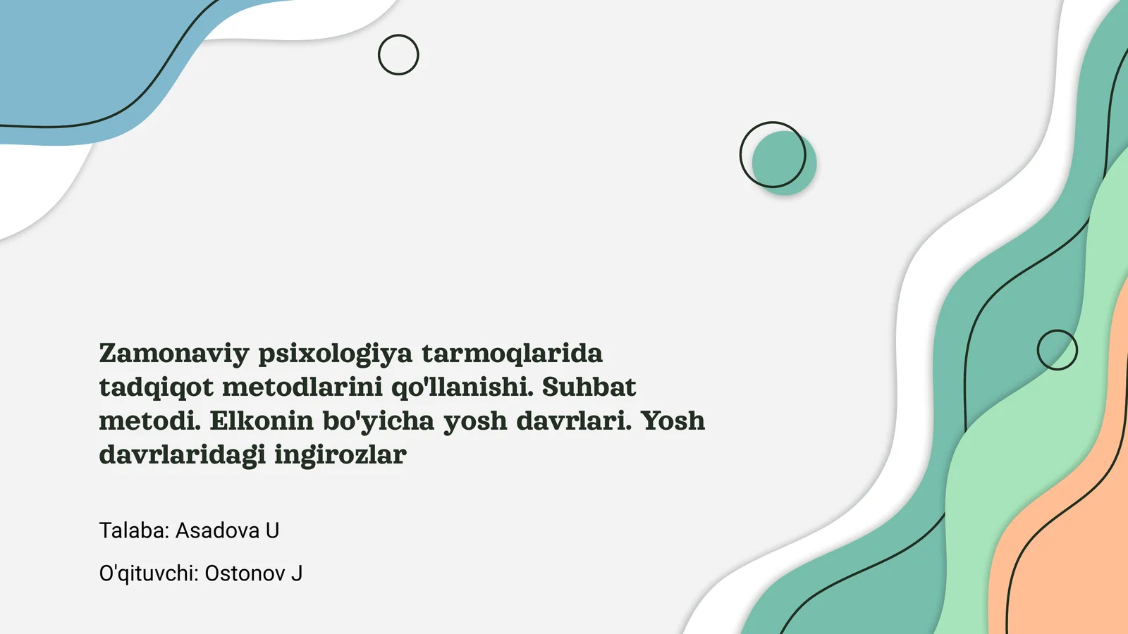 Zamonaviy psixologiya tarmoqlarida tadqiqot metodlarini qo'llanishi