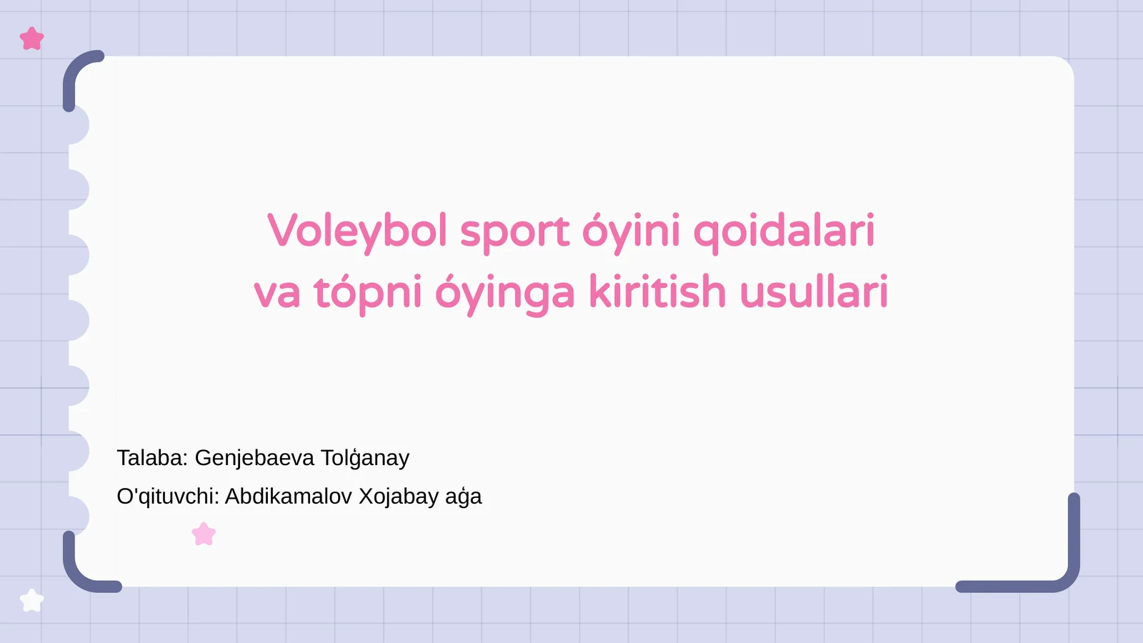 Voleybol sport óyini qoidalari va tópni óyinga kiritish usullari