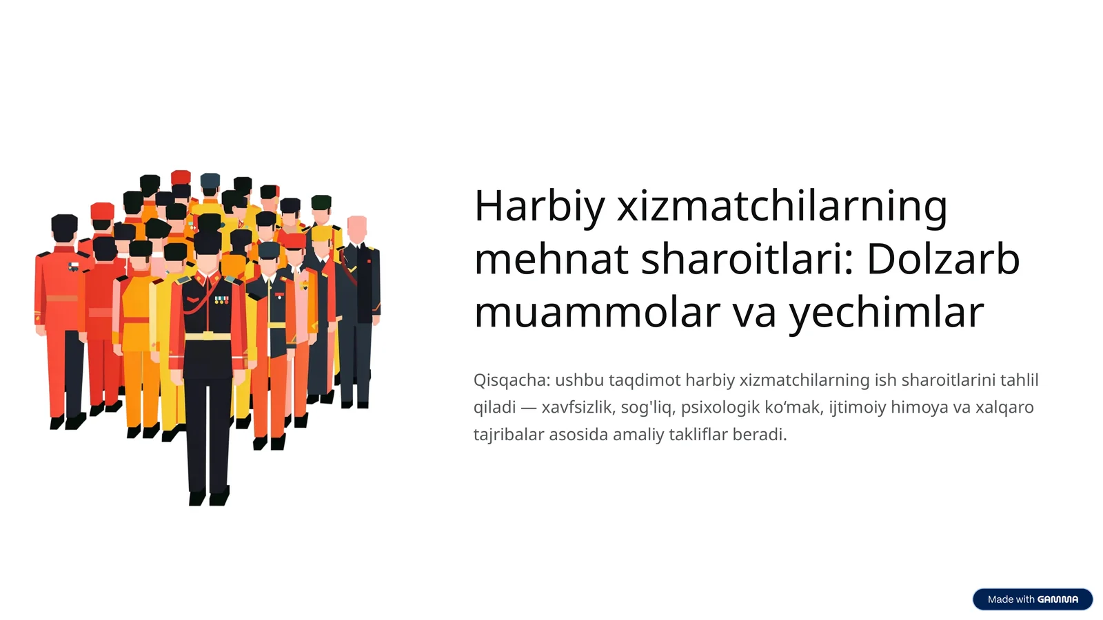 Harbiy xizmatchilarning mehnat sharoitlari: Dolzarb muammolar va yechimlar