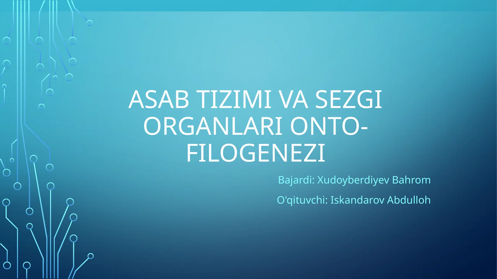 Asab tizimi va sezgi organlari onto-filogenezi