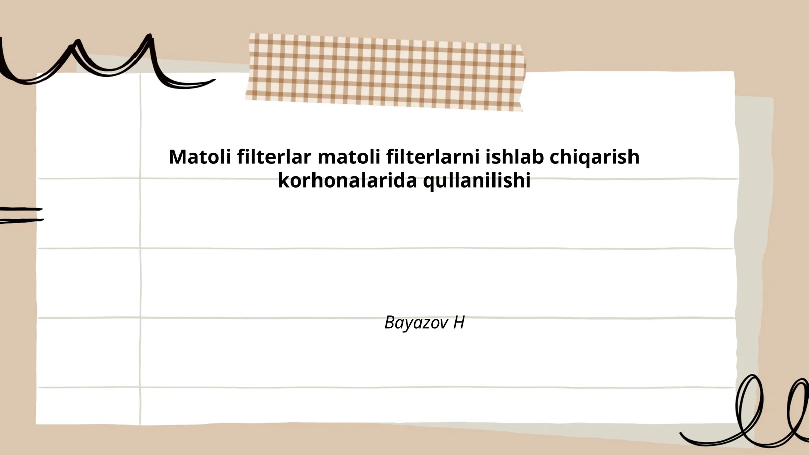 Matoli filterlar matoli filterlarni ishlab chiqarish korhonalarida qullanilishi