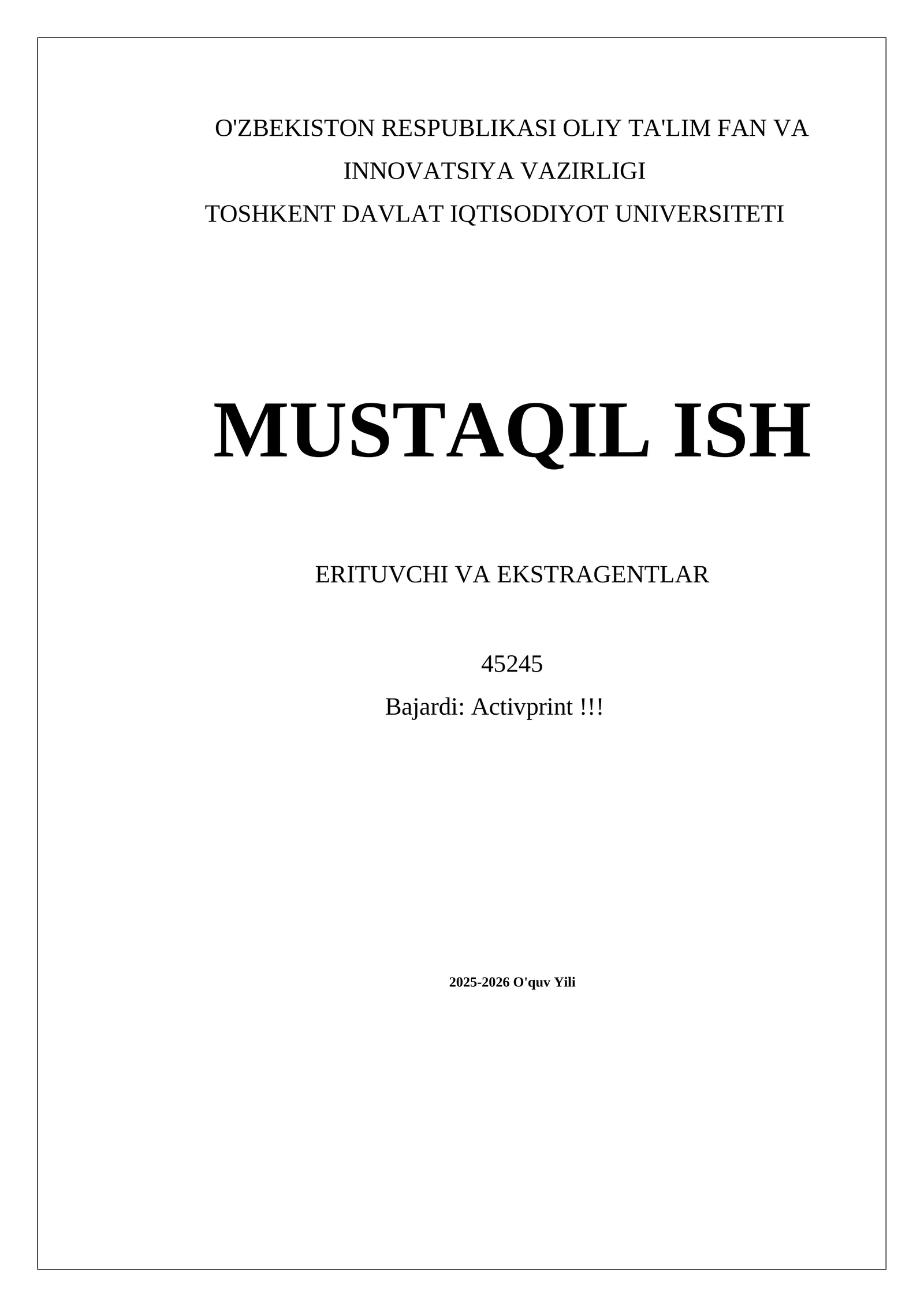 ERITUVCHI VA EKSTRAGENTLAR