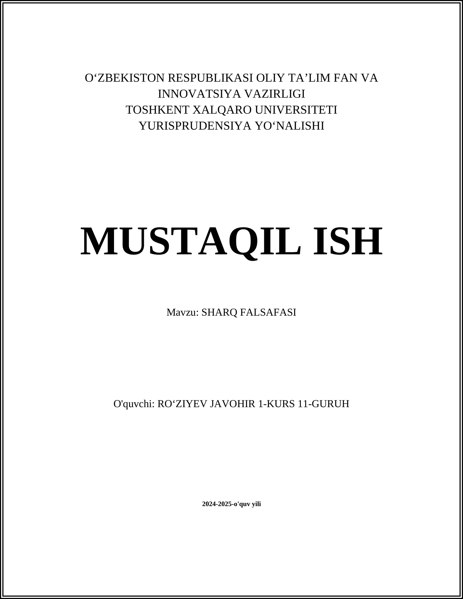 SHARQ FALSAFASI