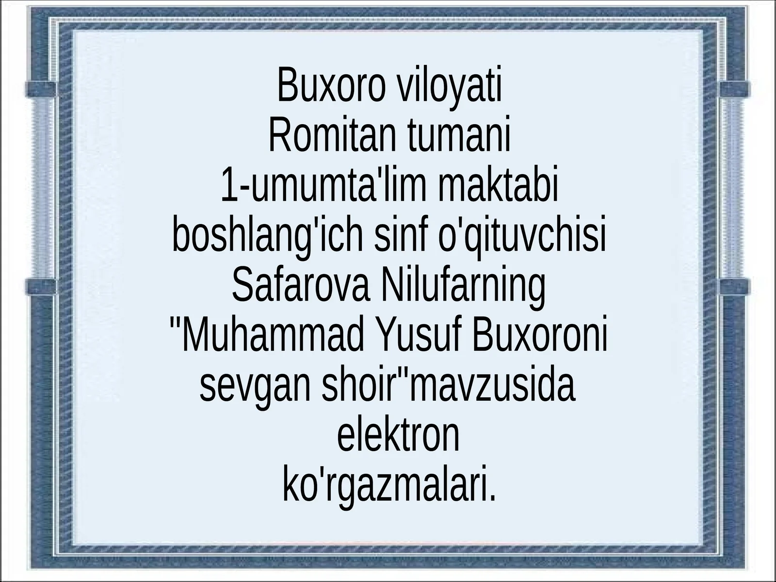 Muhammad Yusuf Buxoroni sevgan shoir