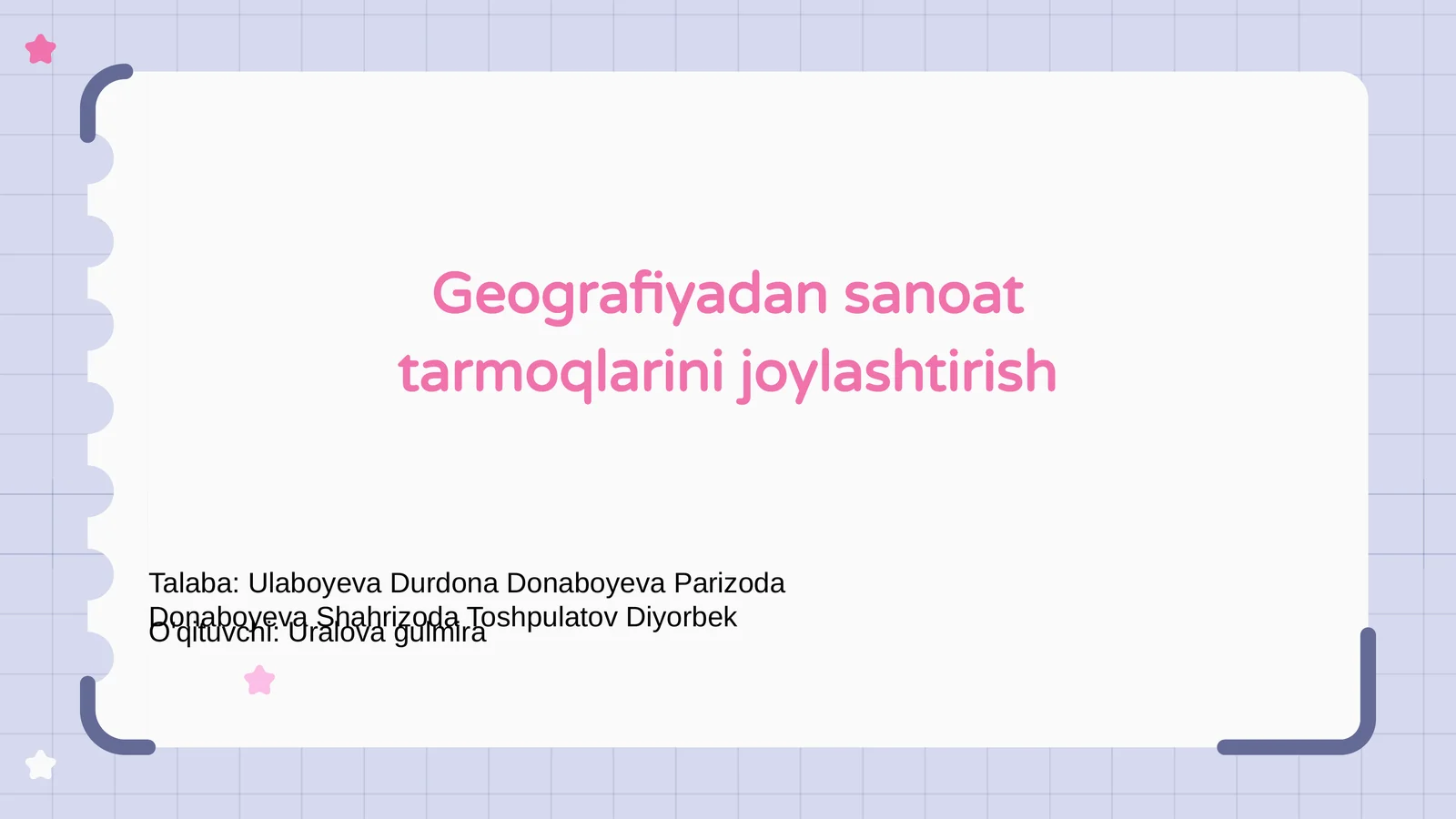 Geografiyadan sanoat tarmoqlarini joylashtirish