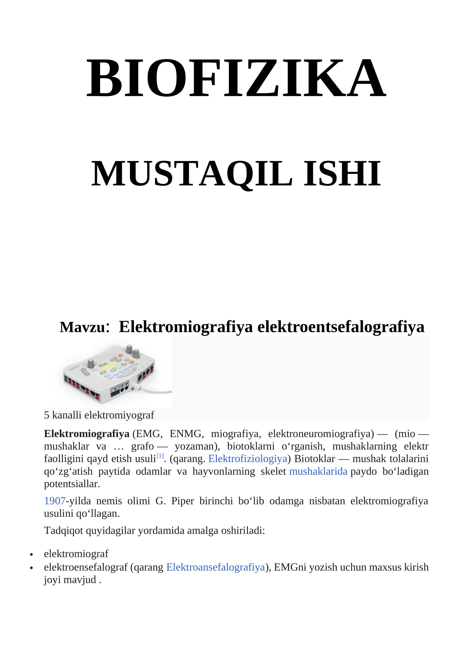 Elektromiografiya elektroentsefalografiya