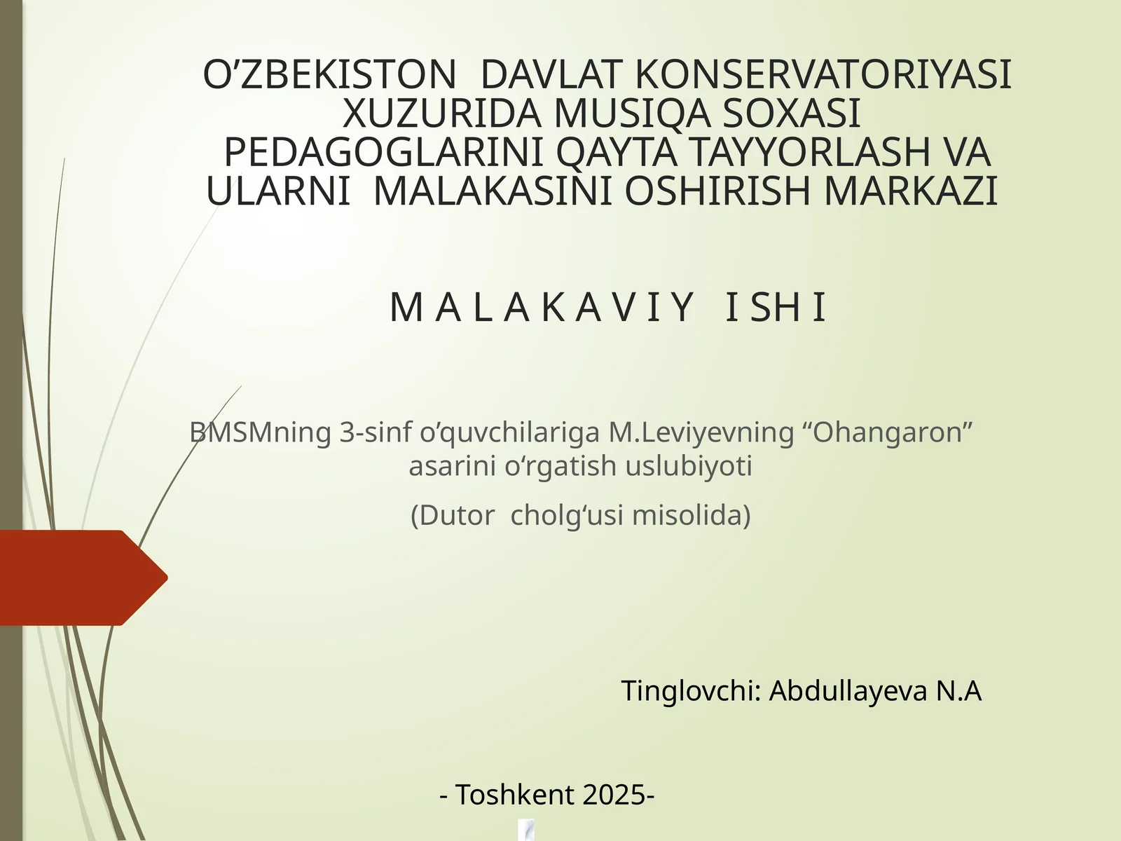 "Ohangaron" asarini o‘rgatish uslubiyoti