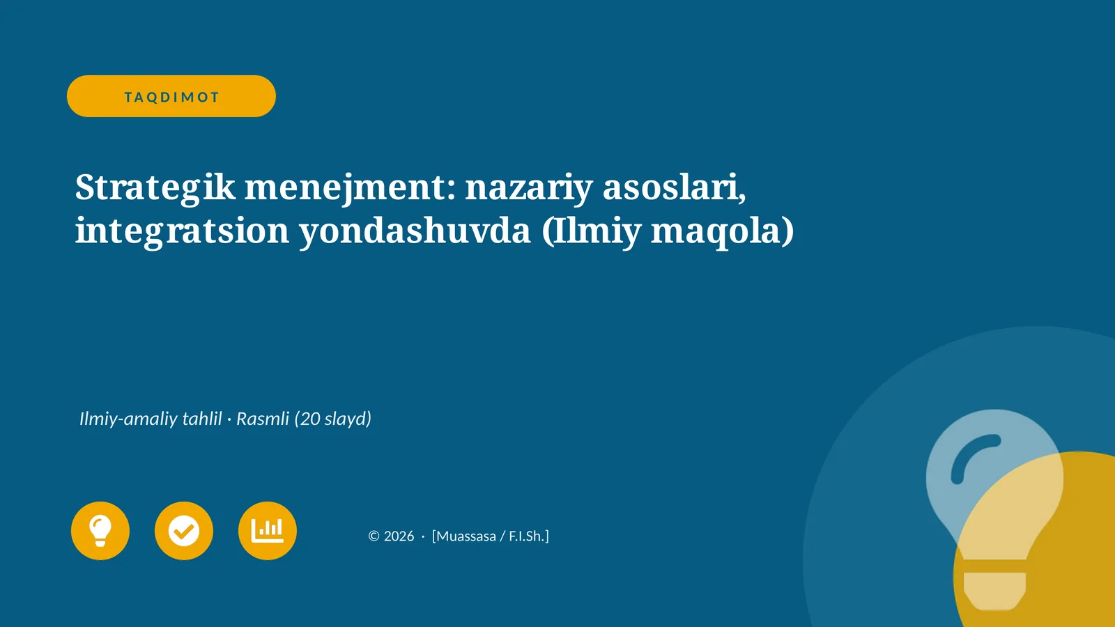 Strategik menejment: nazariy asoslari, integratsion yondashuvda (Ilmiy maqola)