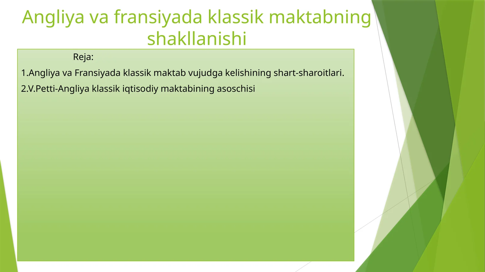Angliya va fransiyada klassik maktabning shakllanishi