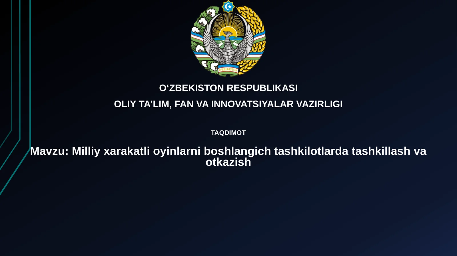 Milliy harakatli oʻyinlarni boshlangʻich tashkilotlarda tashkillashtirish va oʻtkazish