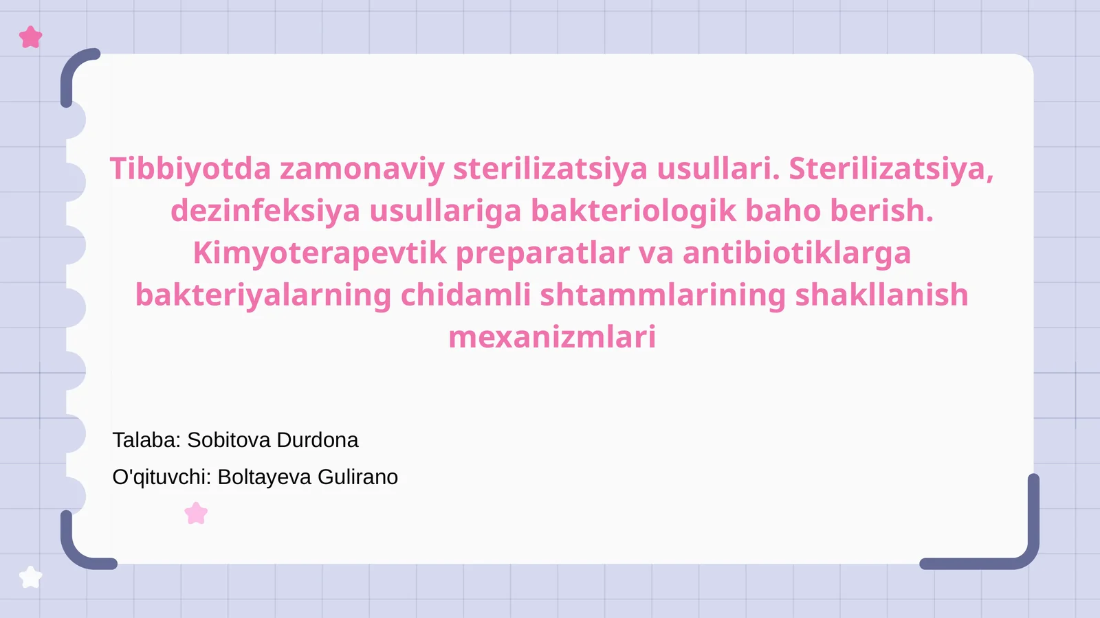 Tibbiyotda zamonaviy sterilizatsiya usullari