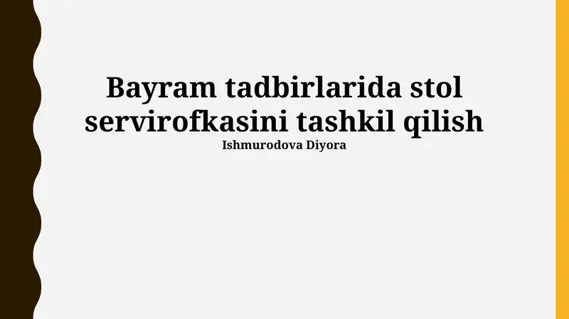 Meva va shirinliklar joylashuvi