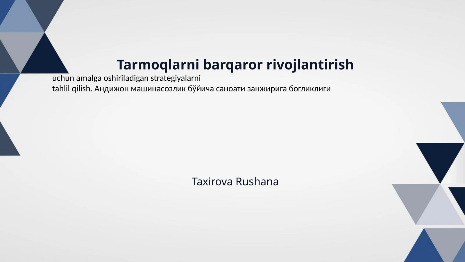 Tarmoqlarni barqaror rivojlantirish