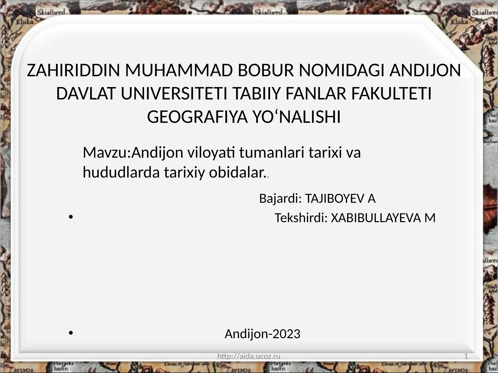 ANDIJONViloyati tumanlari tarixi va hududlarda tarixiy obidalar