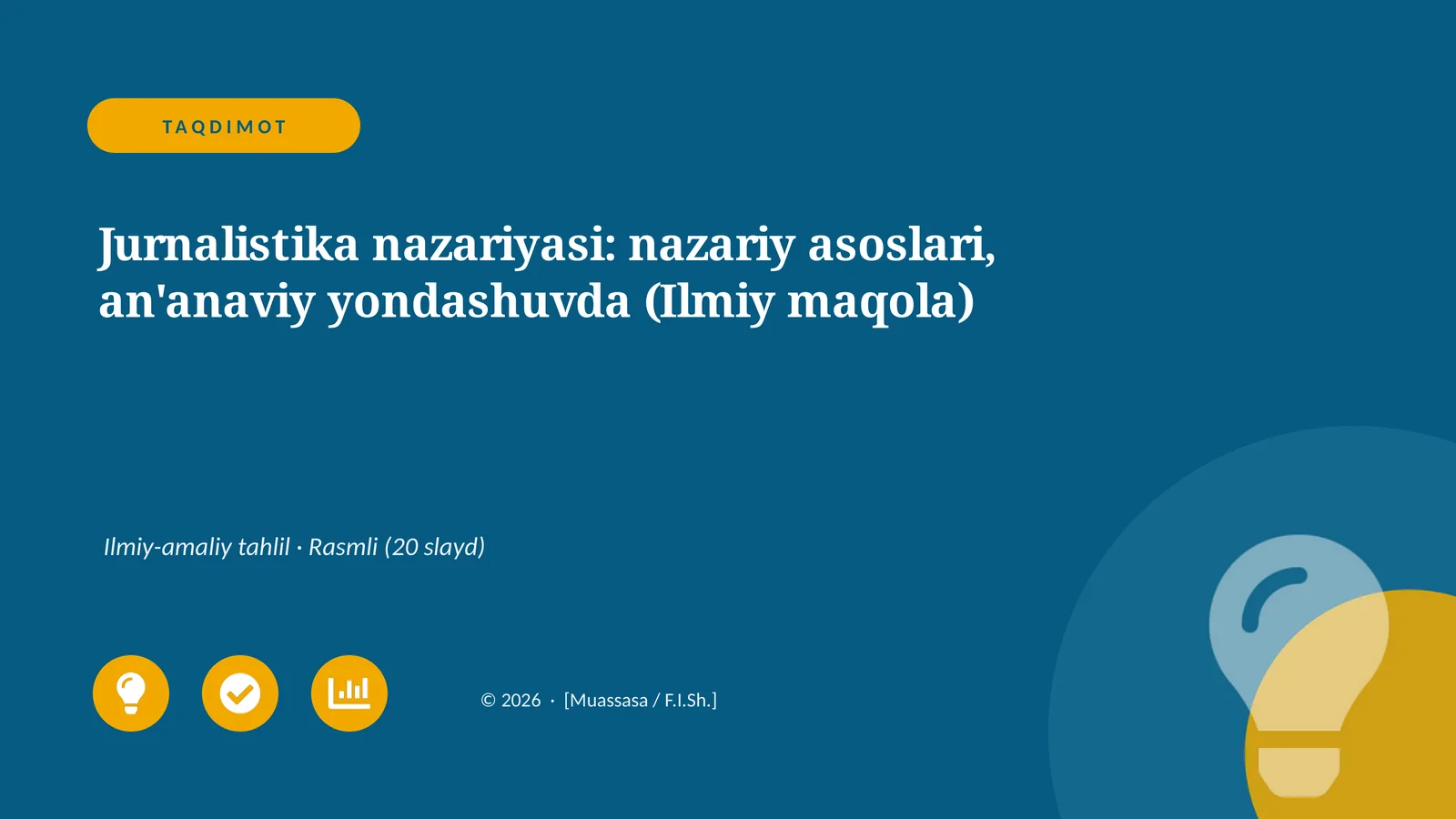 Jurnalistika nazariyasi: nazariy asoslari, an'anaviy yondashuvda (Ilmiy maqola)