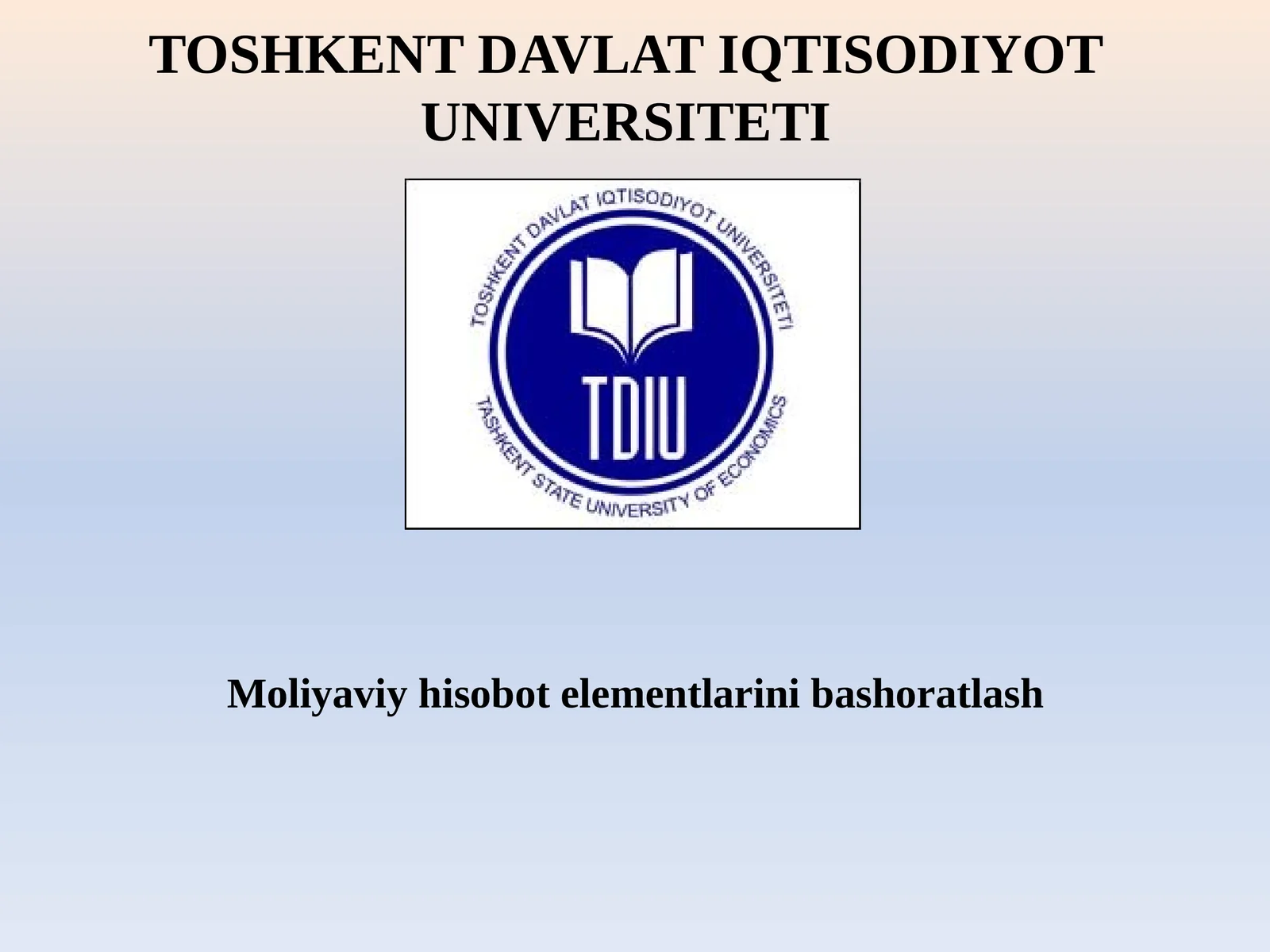 Moliyaviy hisobot elementlarini bashoratlash