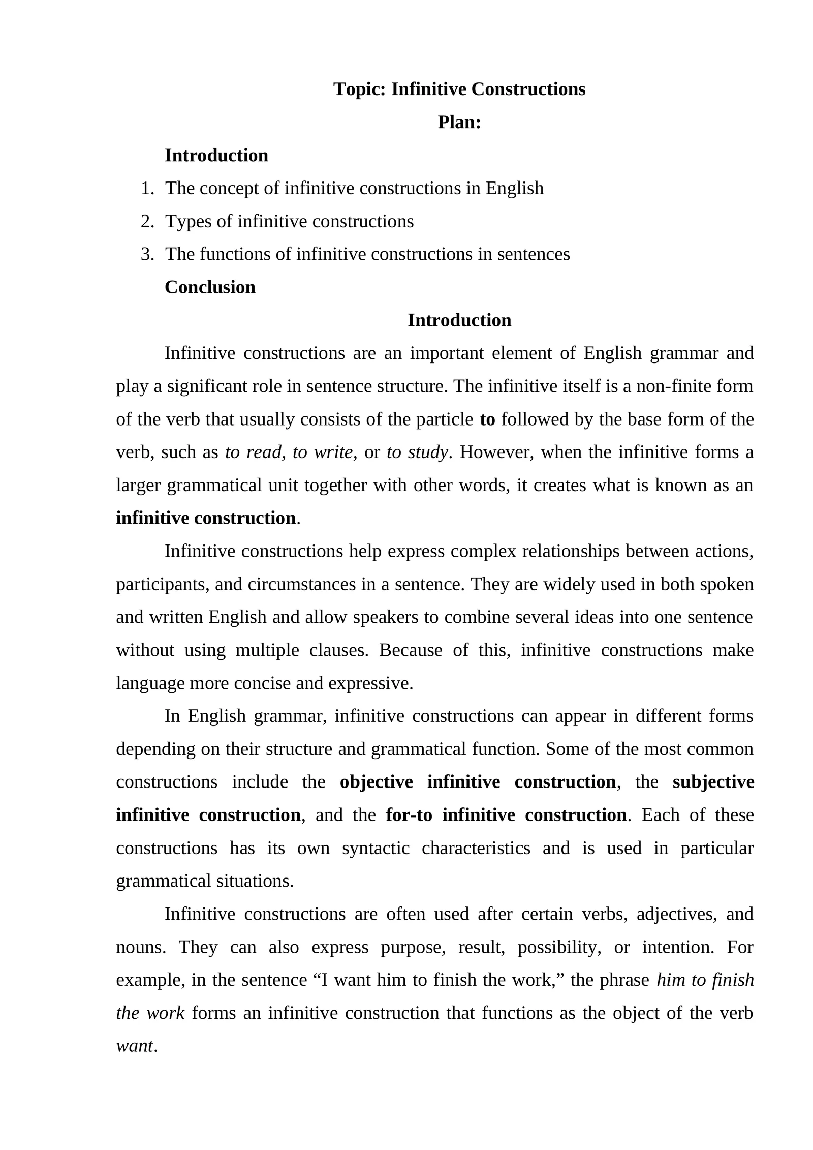 Infinitive Constructions