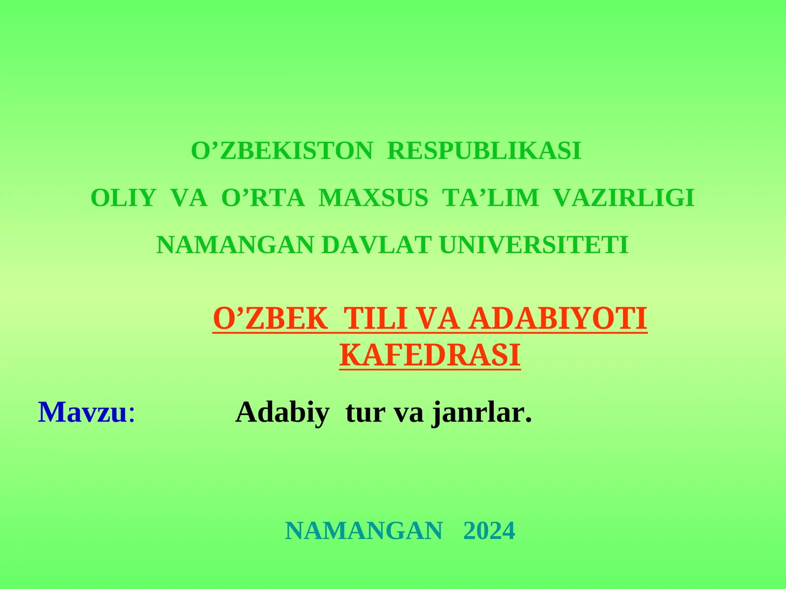 Adabiy tur va janrlar