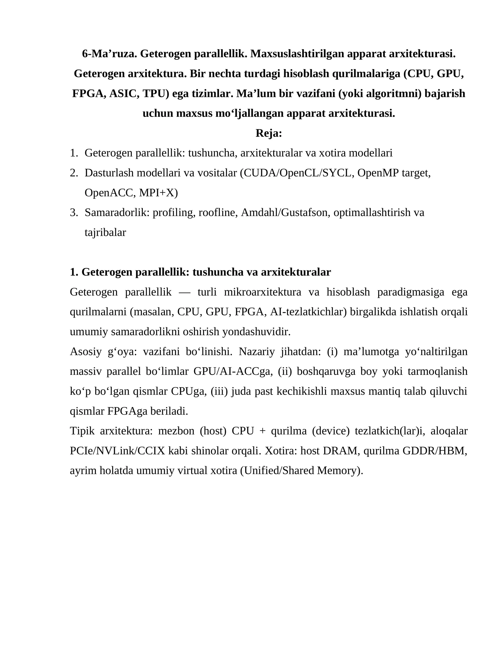 Geterogen parallellik: tushuncha va arxitekturalar