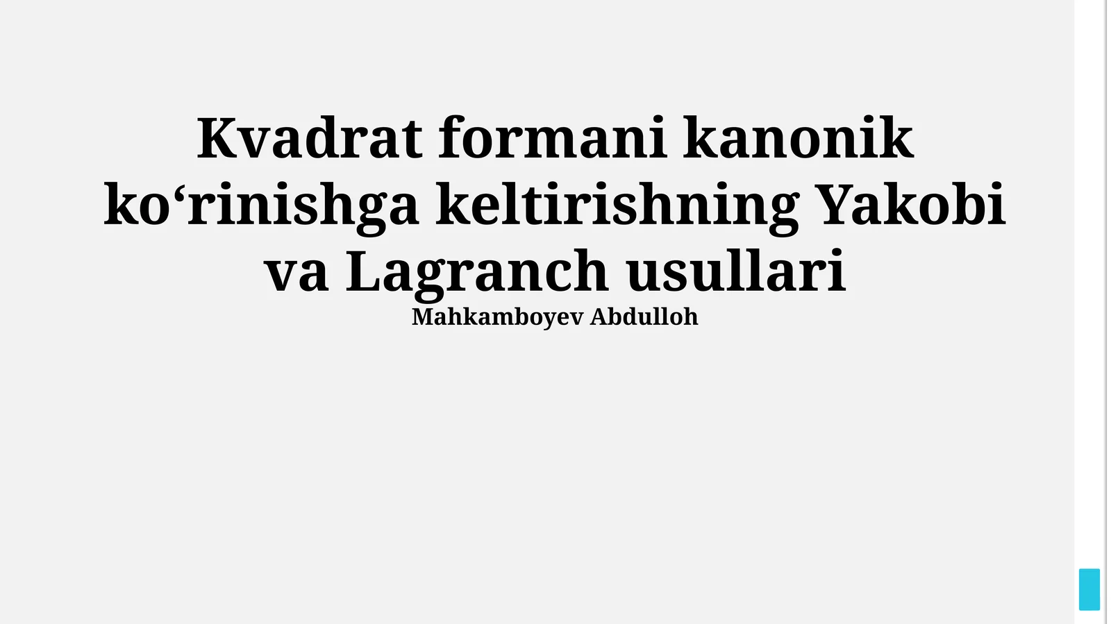 Yakobi va Lagranj usullari