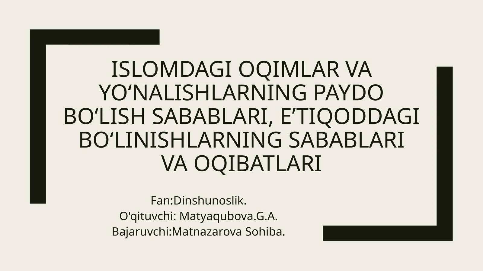 Islomdagi oqimlar va yo‘nalishlarning paydo bo‘lish sabablari, e’tiqoddagi bo‘linishlarning sabablari vaoqibatlari