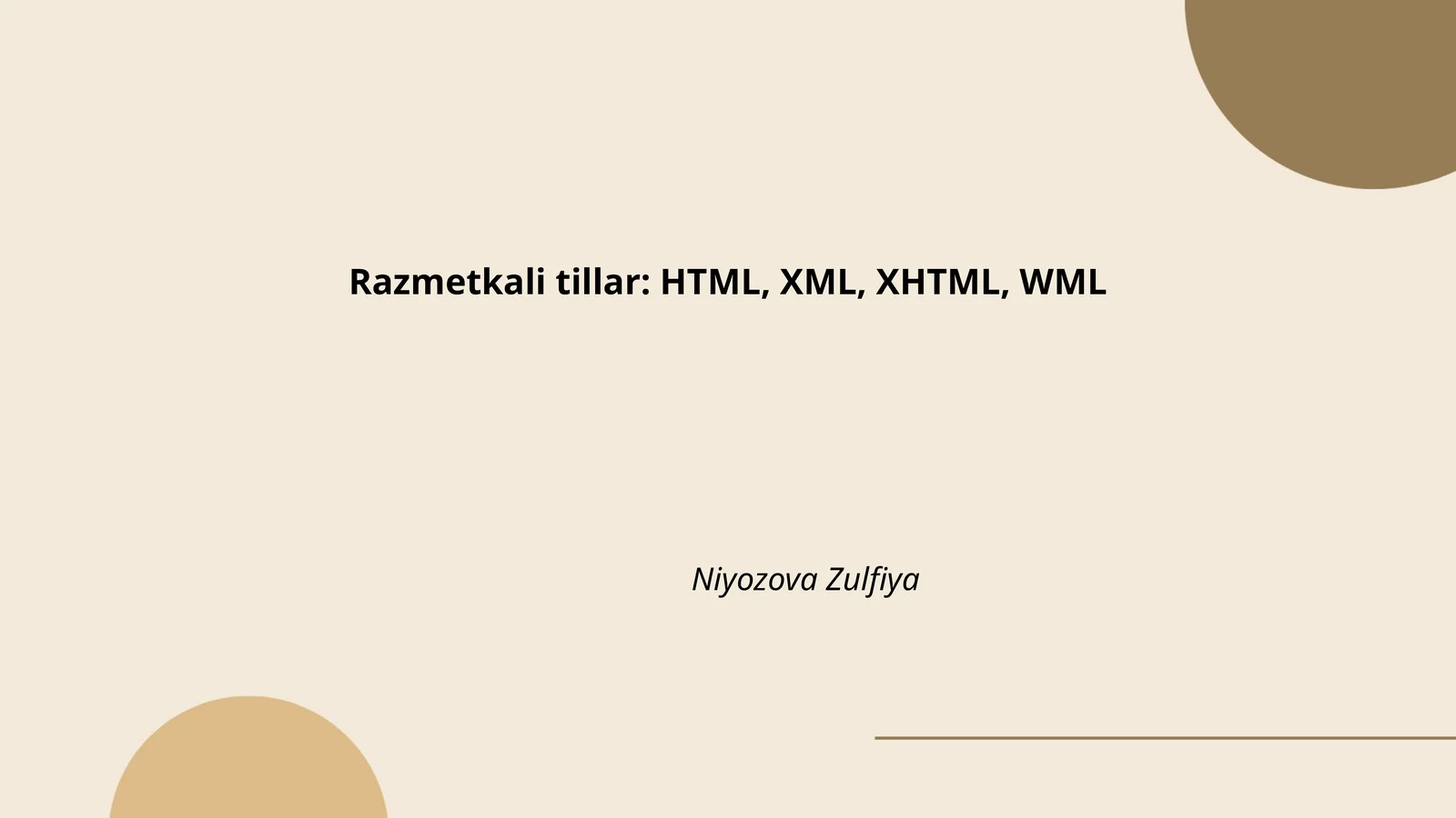 HTML asoslari va hujjat tuzilishi