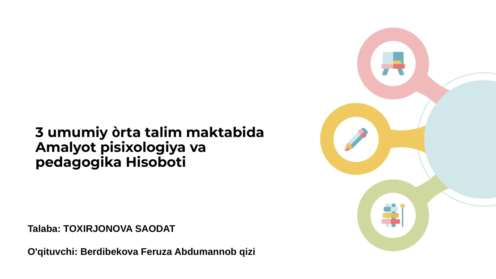 Amaliyot pisixologiya va pedagogika Hisoboti