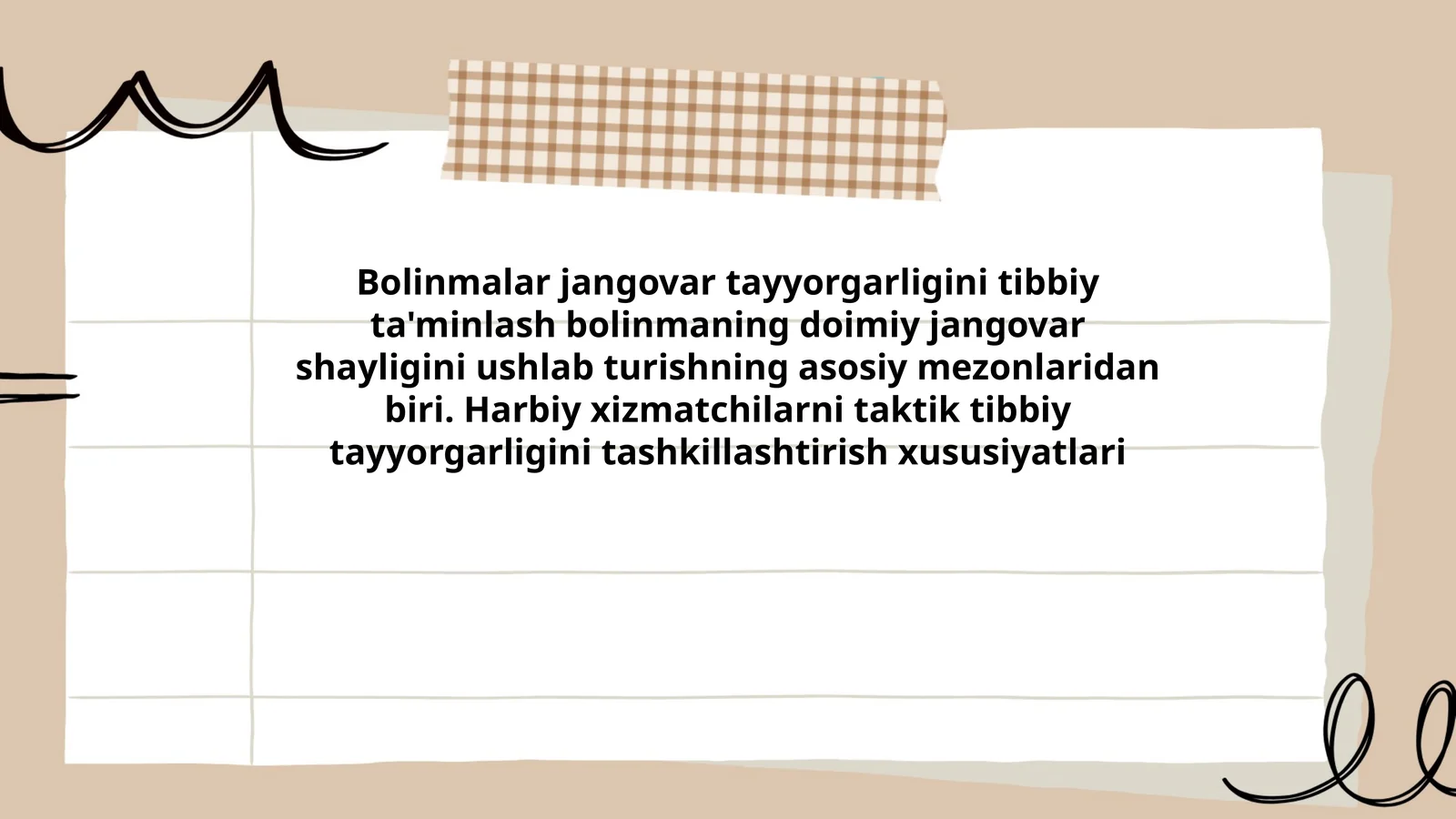 Bolinmalar jangovar tayyorgarligini tibbiy ta'minlash
