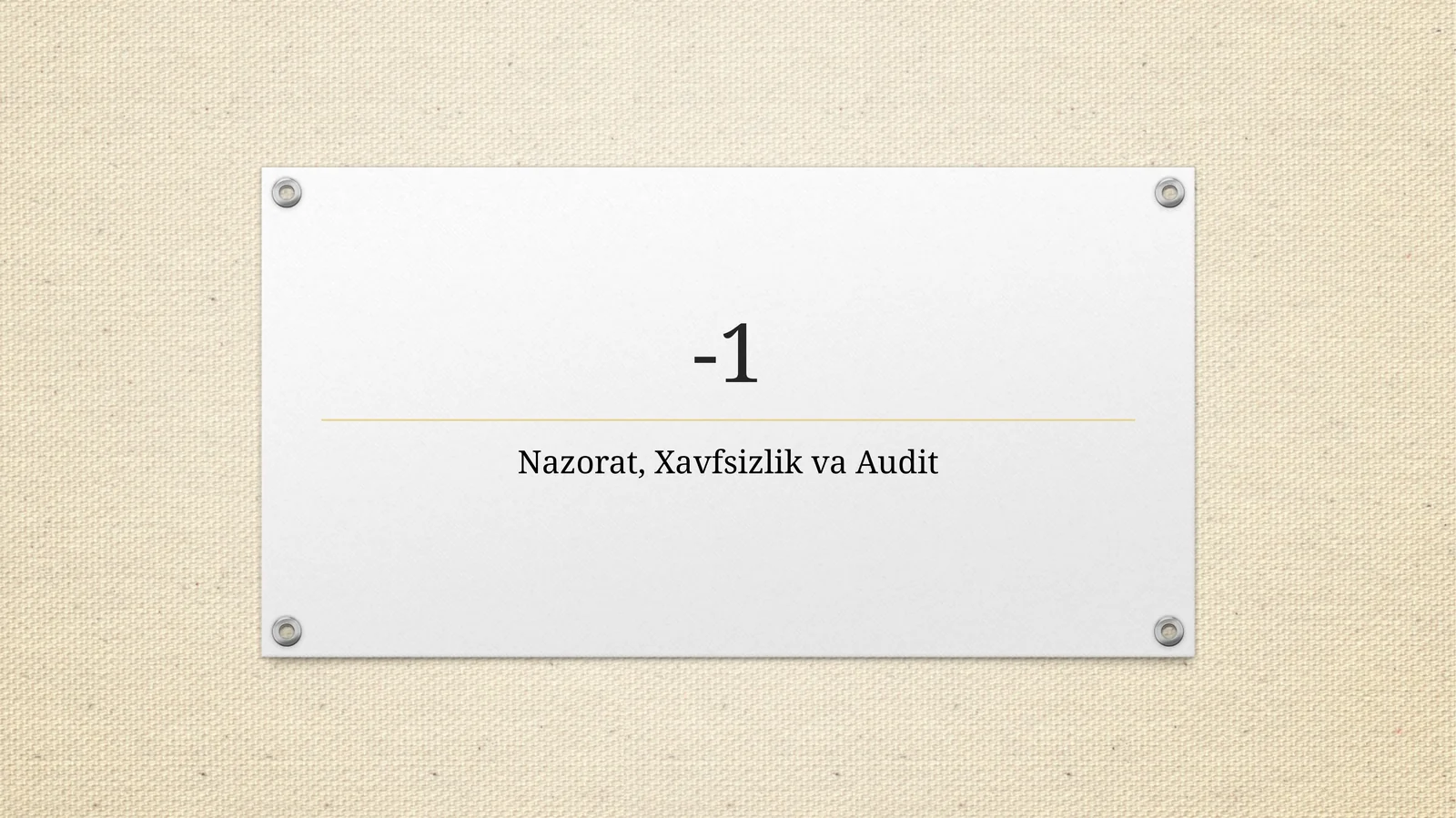 Nazorat, Xavfsizlik va Audit