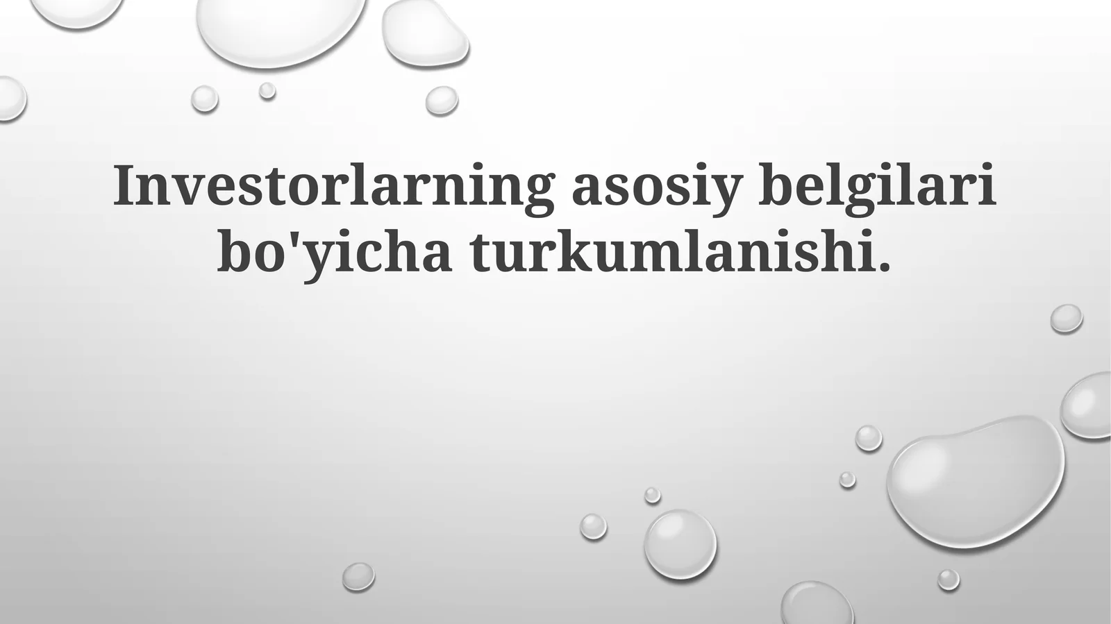 Investorlarningasosiybelgilaribo'yichaturkumlanishi