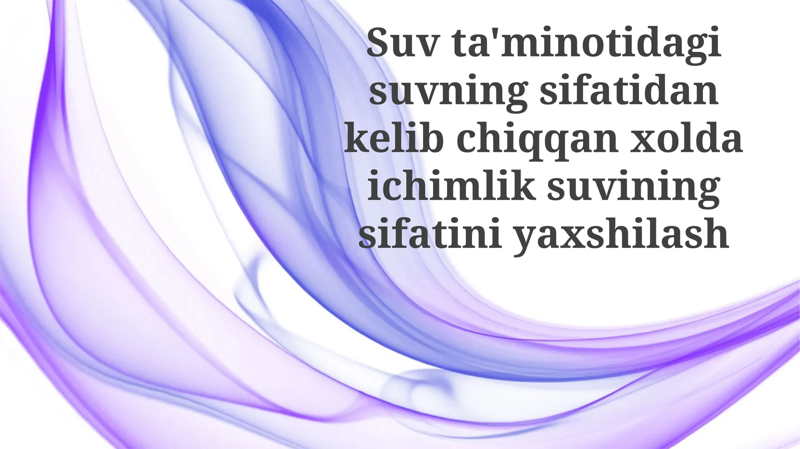 Ichimlik Suvi Sifatining Baholash