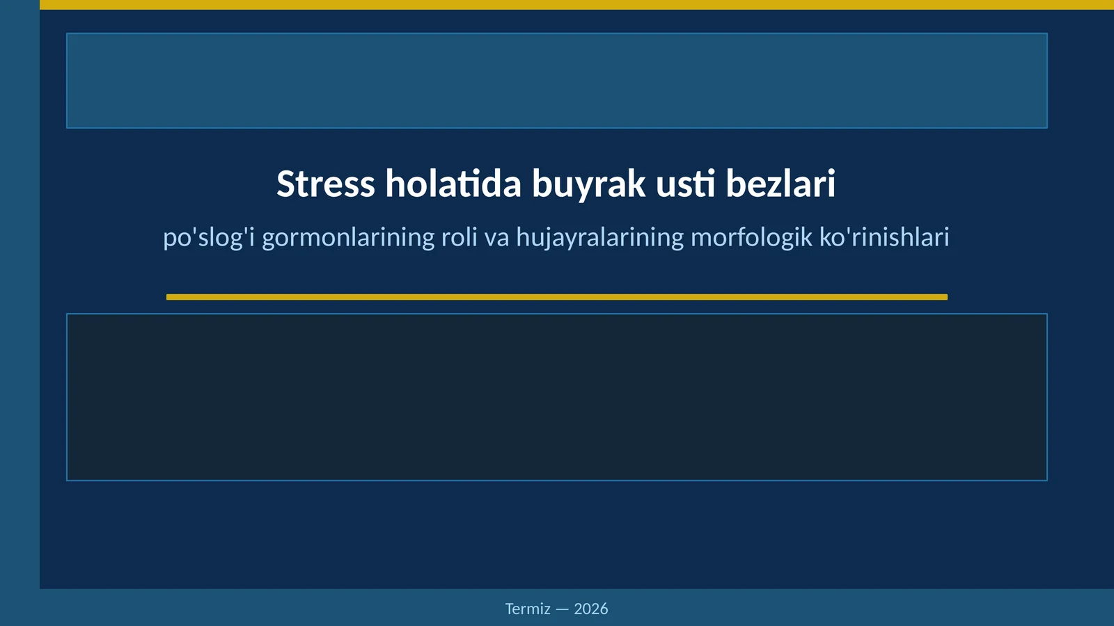 Stress holatida buyrak usti bezlari po'slog'i gormonlarining roli va hujayralarining morfologik ko'rinishlari