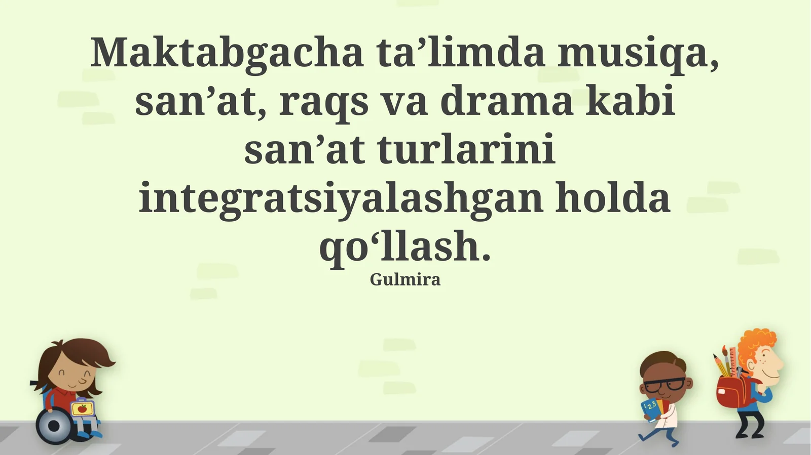 Maktabgacha ta’limda musiqa, san’at, raqs va drama kabi san’at turlarini integratsiyalashgan holda qo‘llash