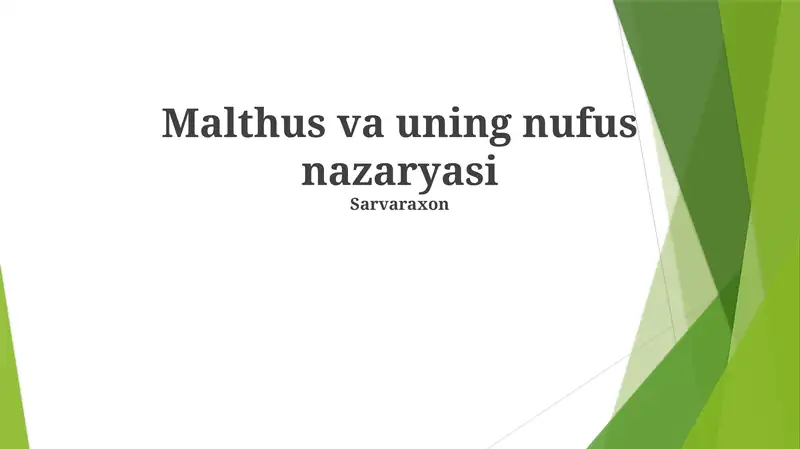 Malthus va uning nufus nazaryasi