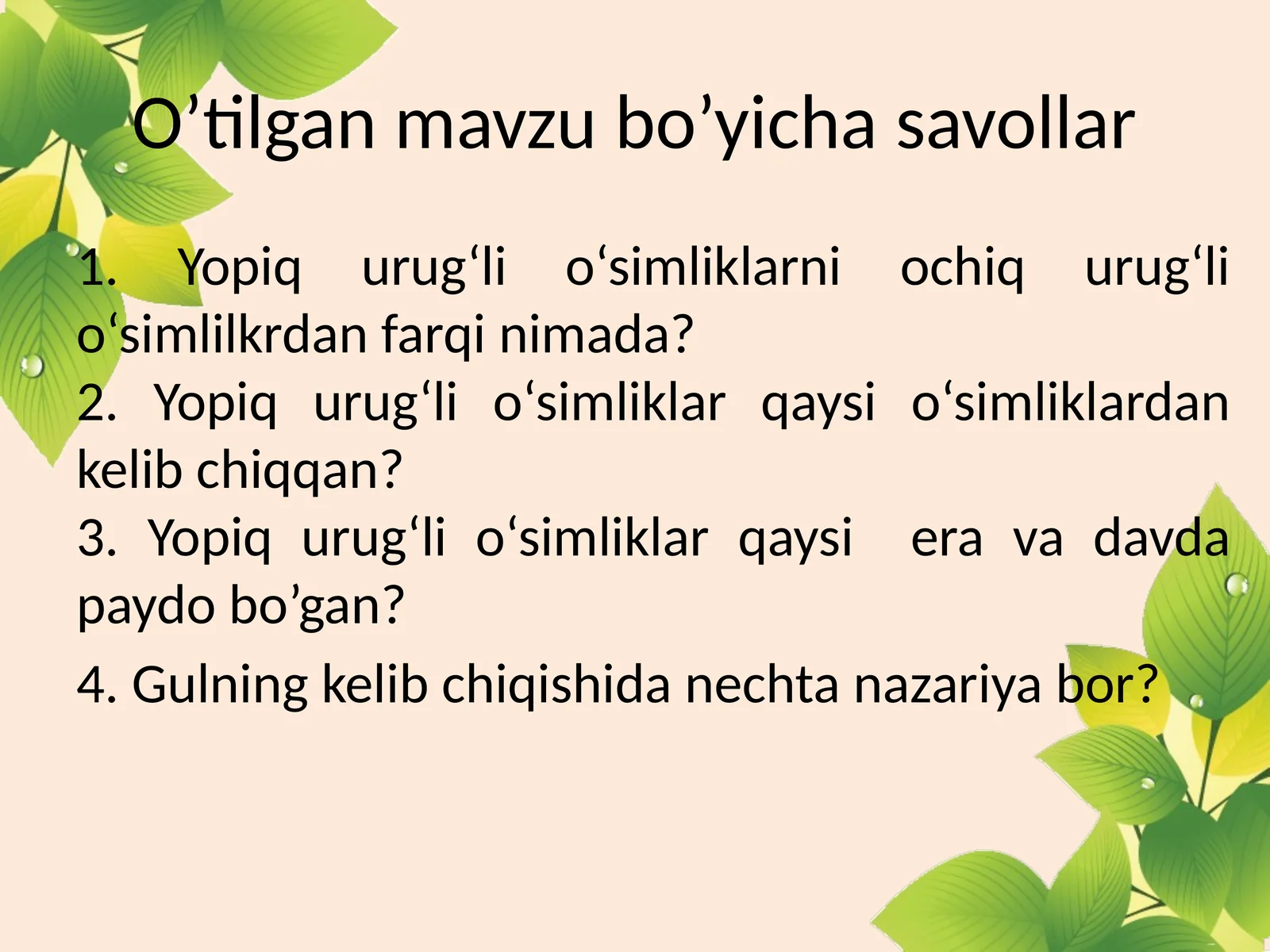 O’simlik Organlari