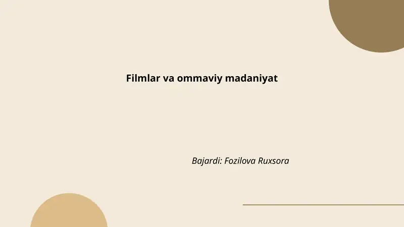 Filmlar va ommaviy madaniyat