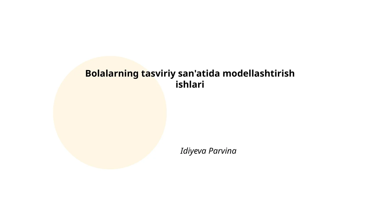 Modellashtirish San'ati Asoslari
