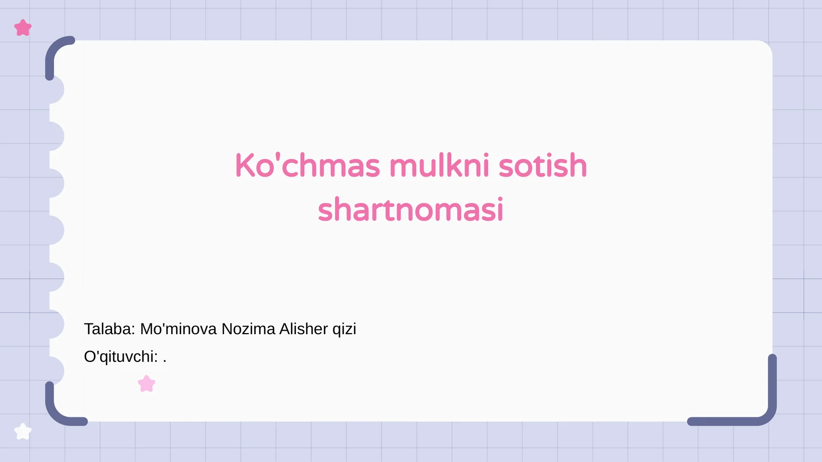 Ko'chmas mulkni sotish shartnomasi